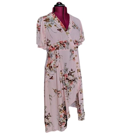 Rosegal Floral Faux Wrap Dress (Size 1X) - Picture 7 of 7